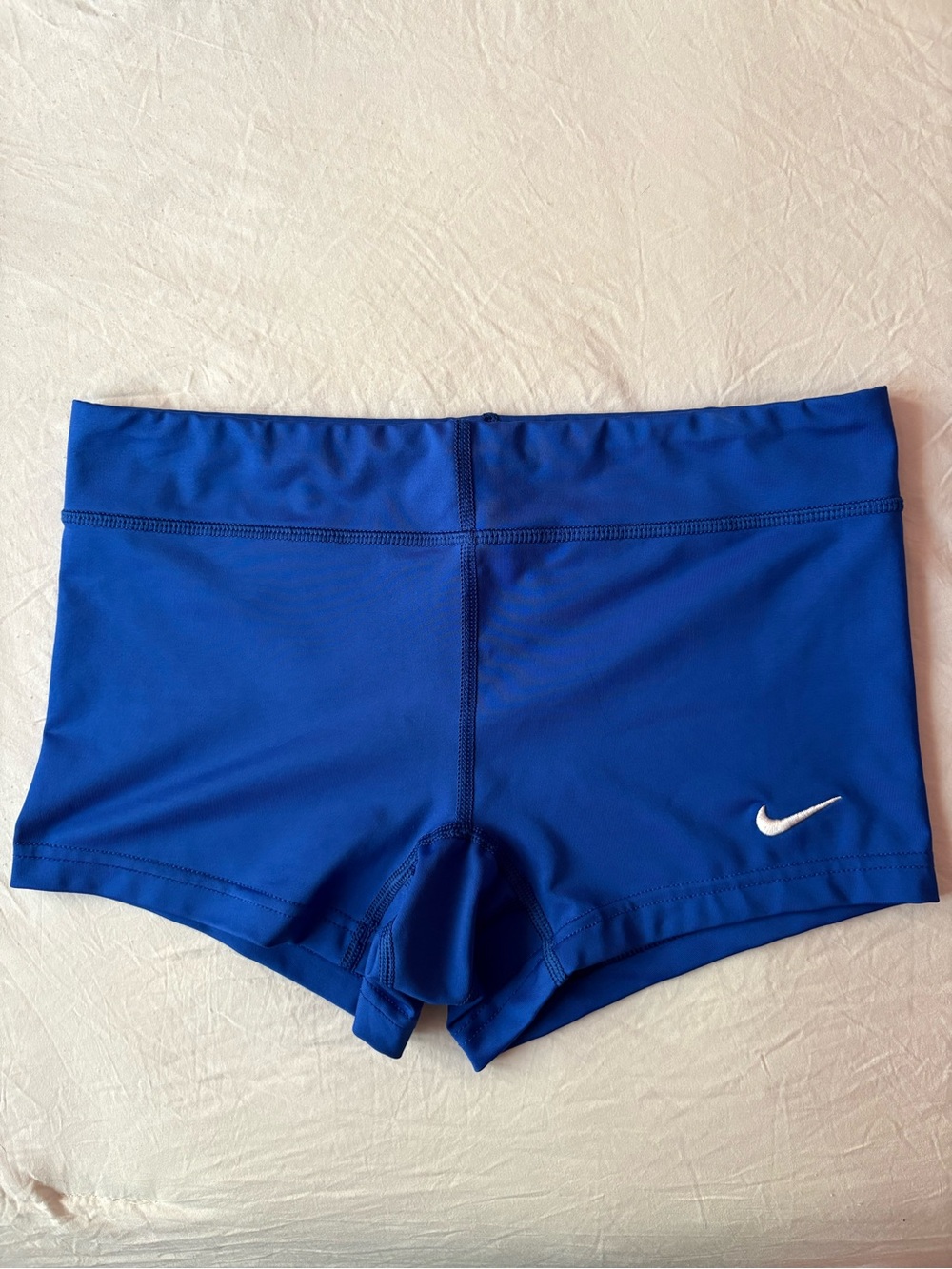 Nike Women’s Cobalt Blue Bike Shorts with White Swoosh